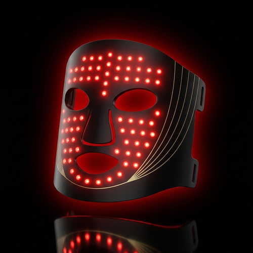 Masque LED LUMAÉ — vue face, LED rouges allumées